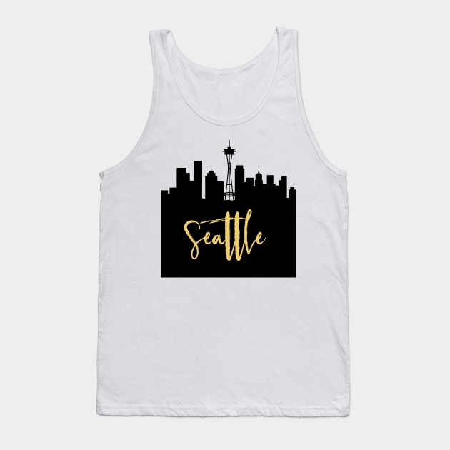 SEATTLE WASHINGTON DESIGNER SILHOUETTE SKYLINE ART Tank Top by deificusArt